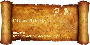Pless Miklós névjegykártya