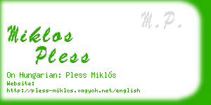 miklos pless business card